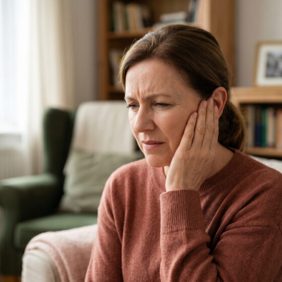Dolore all'orecchio da otite o trauma, possibile causa di perforazione del timpano